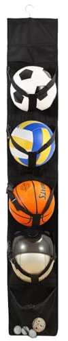 CFHOOAY Hänge-Organisator,über der Tür hängende Sportgeräte und Bälle aufbewahren.Sportgeräte-Organisator für Fußball, Basketball, Fußball, Volleyball Ski & Fahrradhelm Schuhe.Sportzubehör