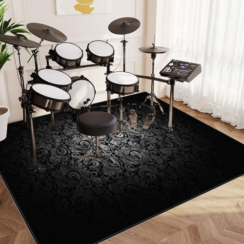 140 x 90 cm Drum Teppich Schlagzeug Teppich Schlagzeugteppich Schallschutz Teppich Schallschutzmatte Drum Rug Drum Matte Drumteppich Quadratische rutschfeste Trommel Teppiche für Bass Drum Snare