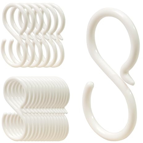 20Pcs Secure Plastic S-Hooks, Flexible Neck for Easy Lock,Completely Rust-Free，Suitable for Hanging in Various Places Such as Kitchen, Living Room, Bedroom