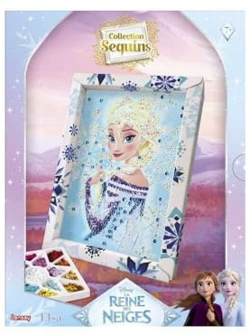 Lansay - SEQUINS-SAMLING: Elsa, Frozen - manuella aktiviteter för barn från 7 år - skapa en gnistrande tavla med paljetter - Frozen Tableau Creation Kit - kreativ fritid