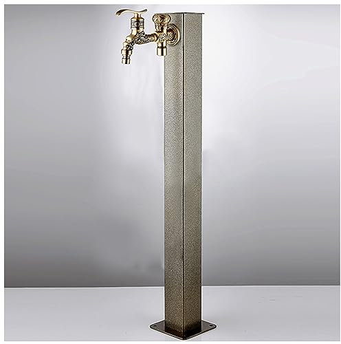 Colonne de fontaine à eau d'extérieur avec support de tuyau et robinet en cuivre pour jardin, terrasse, cour et arroseurs de pelouse