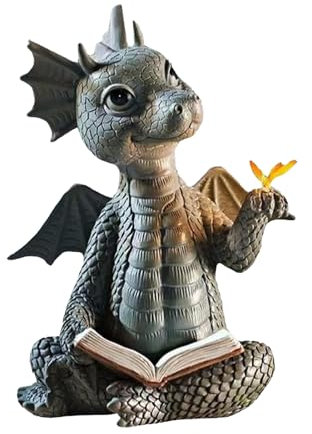 LUMOOM Hermosa Escultura De Dragón De Jardín, Figuras Decorativas De Dragón En Poliresina, Estatua De Dragón para Jardín, Decoración Exterior para Patio, Montaje En Pared O Terraza (C)