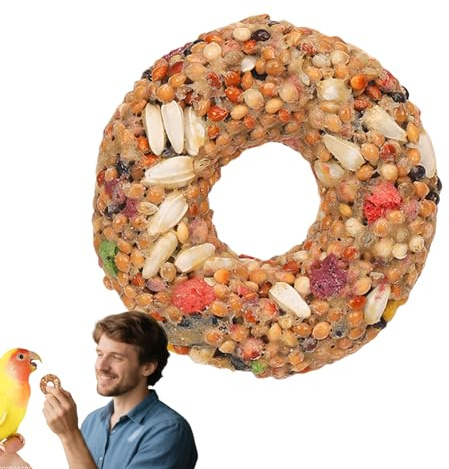 Snack Pour Oiseaux | Jeux Pour Cocorite | Accessoires pour Volière avec Grains de Donut pour Entraînement et Enrichissement des Inséparables
