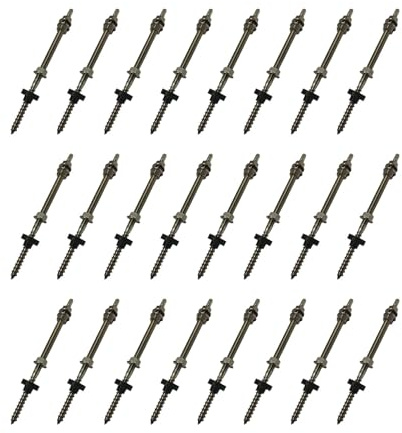 24x Handelskönig Stockschraube M10 x 300 mm V2A mit Dichtung & Sperrzahnmutter zur Montage von PV-Anlagen, rostfrei & wetterfest