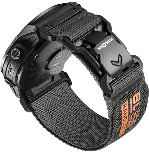 Bandletic Bracelets Nylon 26mm Compatibles avec Garmin Fenix 8 51mm/7X/6X – Bracelet Résistant Magnétique avec Boucle V Fidlock pour Fenix E 51mm/7X Pro/6X Pro/5X Plus/3 HR/Instinct 2X/Quatix 3