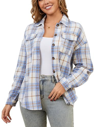 Enjoyoself Chemisier Carreaux Femme Coton Chaud Thermal Chemise Bucheron Western Décontractée Classique Retro Ecossaise Coton Flanelle Blouse Gilet T Shirt Taille Grand Casual
