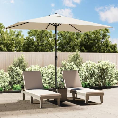 YuuSsea Garden Parasol Sandy White 100% Polyester, Steel Pole, 78.7 x 118.1 in Rectangular Patio Canopy for Outdoor Deck Shade