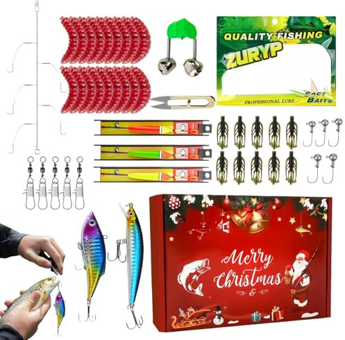 Ensemble De Leurres De Pêche - Accessoires De Pêche pour Noël | Coffret de Matériel de avec Appâts,pour La en Plein Air, Eau Salée, Rivière, Lac, Étang, Vacances en Famille, Nuit