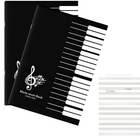 FUHAMJ Carnet de Partitions Professionnel, 2 Blocs pour Composition Musicale, Cahier a Portees de 12 Lignes, 18 Pages, pour Ecriture de Melodies et Paroles