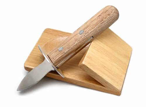 Nerthus FIH 264 Oyster Coltello con Base, Legno, Acciaio Inossidabile, Wood