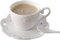 YBK Tech Ceramic Cup and Saucer Set, 5oz Coffee Cup for Home Kitchen - Embossed Flowers (White)