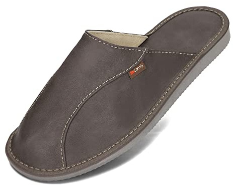 BeComfy Zapatillas de casa para Hombres Cuero Genuino | Ligera y Suave | Disponible EN Cuatro Colores y con Caja de Regalo 40-46 EU
