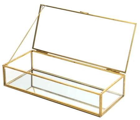 Holibanna Schmuck Organizer Würfel Glas Ring Geometrische Display Box Weihnachten Retro hängende Vintage Halter Gold