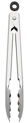 KitchenAid Gourmet Stainless Steel Serving Tongs with Hang Hook and Secure Closing Lock, 9 Inch, Stainless Steel