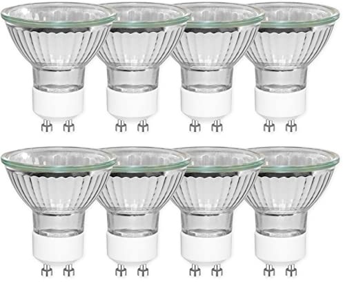 Caldarax 8 Stück GU10 50W Halogen Leuchtmittel Dimmbar, MR16 230V Halogen Reflektorlampen, Warmweiß 2800K, 500LM, Abstrahlwinkel 45° Spot, Flimmerfrei Strahler für Einbauspurbeleuchtung