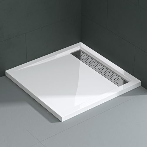 Mai & Mai Receveur de Douche Plat Bac à Douche 80x90cm en Acrylique Blanc Rectangulaire XE4
