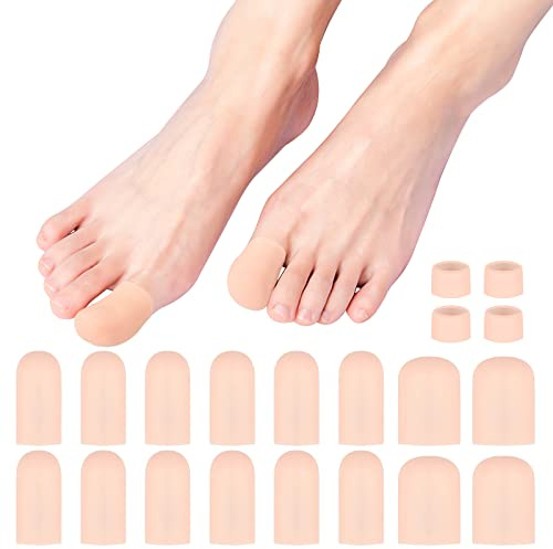 10 Pcs Toe Protectors Silicone, Soft Gel Toe Cover Protector Cap, Silicone Cuttable Toe Covers for Missing Toenails Corns Calluses Blisters Prevent Friction Injury, 3 Sizes Skin Color