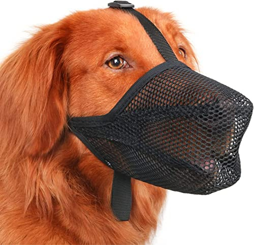 Norhogo Munkorg för hundar med rundat nät, ventilerande munkorg, för små medelstora och stora hundar, justerbart ätskydd, hund, bitande och tugga (XL)