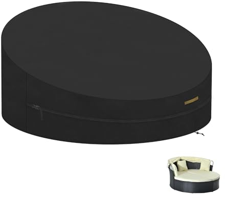 VANSHEIM Sonneninsel Abdeckhaube Sonneninsel Schutzhülle Wasserdicht 420D Oxford Gewebe Abdeckung Wetterfest für Sonneninsel Abdeckung Liegeinsel Rund Schutzhülle Sonneninsel Ø190x90/50cm