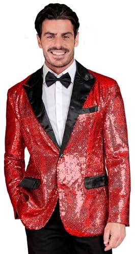 W WIDMANN MILANO Party Fashion - Veste à Paillettes pour Homme avec col en Satin, Veste pour réveillon du Nouvel an, discothèque, Carnaval
