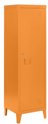 MMT Furniture Designs Ltd Locker, Metal, Slim Cabinet in Orange Yellow Blue White Grey, Lockable Cabinet Storage Cleaning Shoe Cupboard One Door Wardrobe Industrial Storage (Orange - RAL 2008, 137cm)