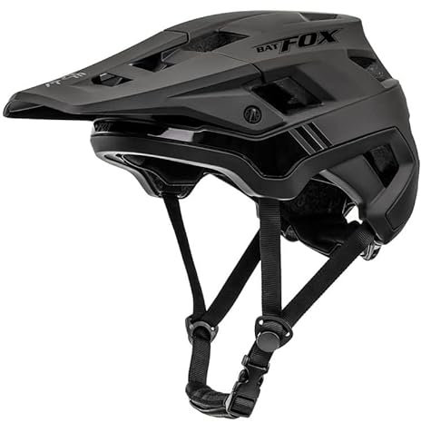 BATFOX Fahrradhelm, Leichter Komfort Mountainbike-Helm Skateboard Helm mit Visier, Atmungsaktiv Helme für Herren Damen Erwachsene Jugend, Verstellbar in der Größe-Schwarz||L