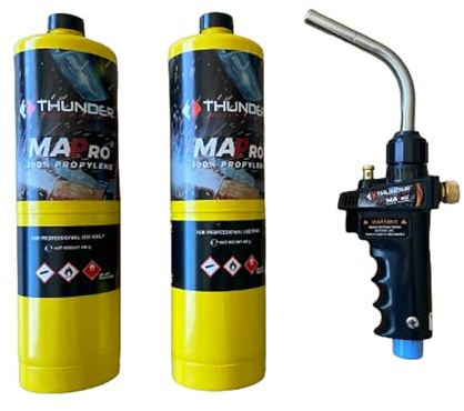 KIT MALETA SOLDADURA SOPLETE + 2 CARTUCHOS GAS MAPP PRO THUNDER PROFESIONAL