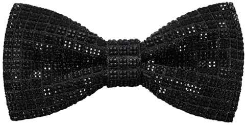 HOULIFE Papillon con strass per uomo, con strass, pre-legato, papillon con paillettes, regolabile, per matrimoni, feste, banchetti, nero 1, M