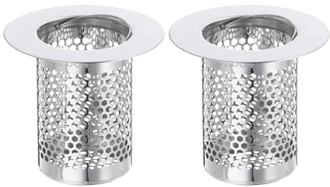 sourcing map Confezione da 2 filtri per scarico doccia, 5,1 x 5,6 cm, in acciaio inox, per lavello profondo, per cucina, bagno, balcone, scarico a pavimento, adatto per fori da 3,5 cm a 5,5 cm