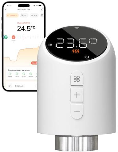 Beok Heizkörperthermostat WLAN, Smart Home Heizungsthermostat Heizkörper Thermostatkopf Thermostat Heizung Digital WiFi Heizungsregler, Steuerung per Tuya App, Google Assistant & Alexa TRV-705