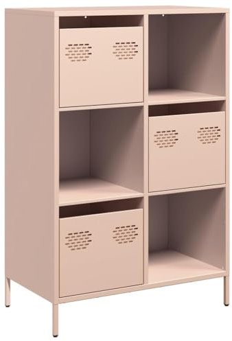 vidaXL Credenza Rosa 68x39x103,5 cm in Acciaio, libreria, libreria Moderna, mobiletto Contenitore scaffale per Libri, scaffale e mobiletto per Libri
