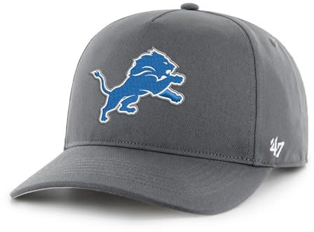 '47 NFL Detroit Lions Hitch RF Unisex Baseball Cap, Adjustable Snapback Strap, Team Logo, Colour Charcoal
