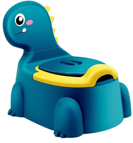 KOOSREEL Traning, Dinosaur Toilet Seat for Baby Boys Girls Toddler, Comfortable Potty Chair for Ages 1-6 with Removable Urinal Pot, Splash Guard, Lid, Back Rest, Blue
