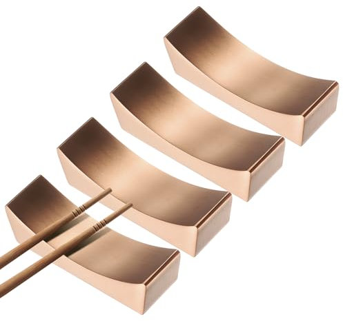 sourcing map 4pcs 304 Stainless Steel Chopstick Rest, Curved Shape Chopstick Stand Holder Knife Rest for Countertop Holding Chopstick Spoon Forks Knife Tabletop Decoration, Rose Gold