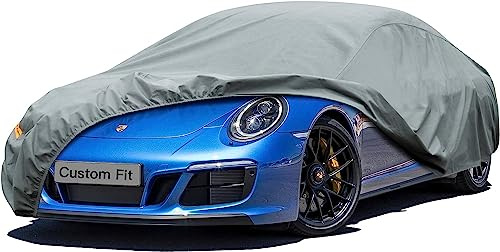 Kayme Bâche Voiture Étanche Respirante, 5 Couches Housse de Protection Voiture Extérieur Compatible avec Porsche 911 991 992 997 996 Coupé Cabrio Targa, Contre Soleil Pluie Poussière.
