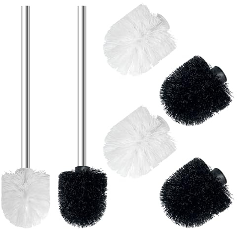 2 Pezzi Scopino per WC con 4 Scopino di ricambio per WC, Set Igienico per Pulizia WC Ideale per Casa, Ufficio e Spazi Pubblici (Blanc et Noir)
