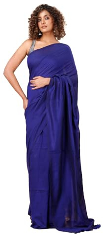 Women's Handlooms Pure Cotton Saree with Blouse Piece | Soft & Elegant Traditional Saree for Daily Wear & Special Occasions (5.5m) (Blue)