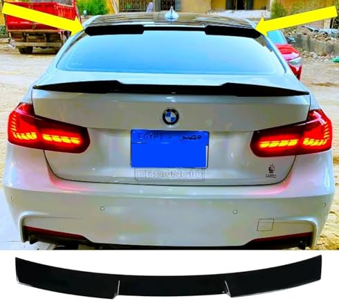 For Auto Perfectionists UK Rear Roof Spoiler Window Lip Wing Compatible With BMW 3 Series M3 F30 2011-2018 Gloss Black ABS