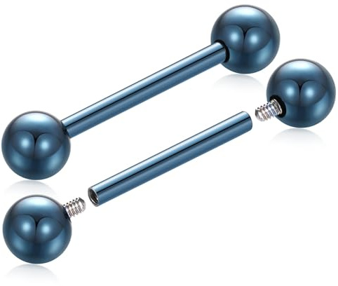 AROWRO 14 g bröstvårta stänger bröstvårta piercing smycken tungstänger tungpiercing internt gängade ringar för bröstvårta bro piercing smycken titan