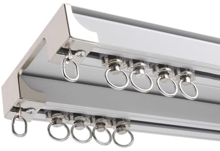 Modern 1,5 m skjutdörrsystem i aluminium – tyst takmonterad draperihårdvara med dubbel skena för smidig och enkel upphängning – perfekt för heminredning.
