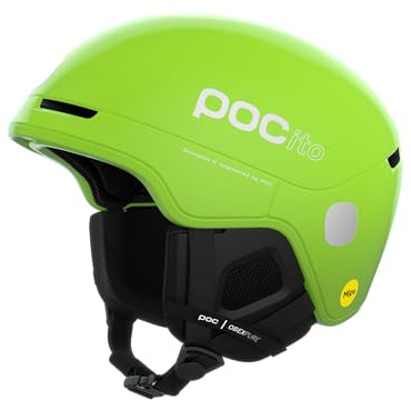 POC POCito Obex MIPS - Leichter und anpassbarer Ski- und Snowboardhelm für Kinder mit RECCO Reflektor, Fluorescent Yellow/Green, XS-S (51-54cm)