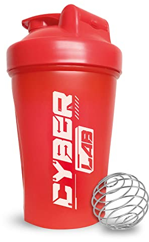 Cyberlab Protein Shaker 500 ml - per pre workout, per miscele di proteine whey, proteine isolate e altre bevande energetiche - Shaker proteine rosso, impermeabile e senza BPA.