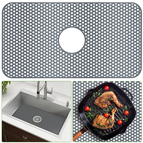 Toovem Sink Protectors for Kitchen Sink 26 x 14, Silicone Kitchen Cistern Mat with Heat Resistant Flexible Stable for Bottom of Farmhouse Stainless Steel Porcelain Cistern