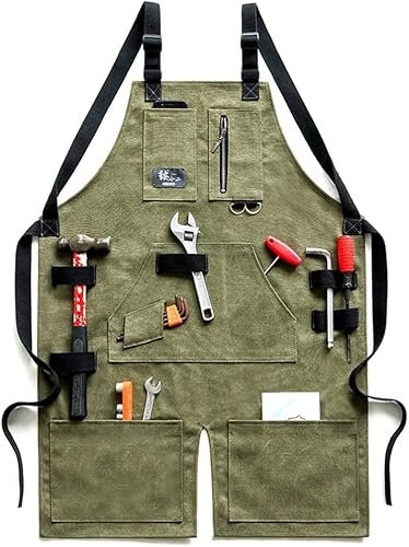 Tablier de Travail, Tablier de Soudure Tablier de travail du bois for hommes et femmes Tablier de travail en toile durable avec poches Tablier à outils réglable à bretelles croisées ( Color : C )