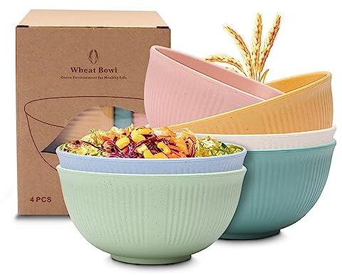 xutong Schüssel 24 OZ Müslischalen,Salatschalen,Unzerbrechliche Müslischalen Obstschale,Plastik Schüssel Set 6 Farben 760 ml,wiederverwendbar und langlebig,Besteck für Suppe