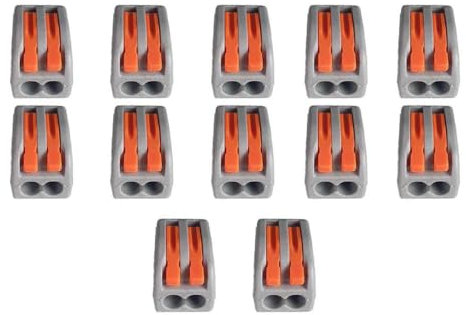 10 Morsettiere Elettriche, Connettori Elettrici Rapidi, Per Unire Cavi Fili Elettrici, Da 0,5 a 4 mm² Fino a 450V 32A (2 Porte)