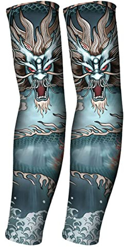 RU-X Manchette Gaming Tatouage,Manchette Bras Homme Sport,Manchette Bras Femme,Manchette Anti uv Avant pour Travail,Handball,Velo,Volley,XL