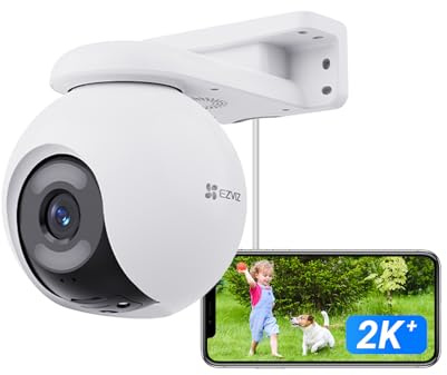 EZVIZ WiFi-övervakningskamera Utomhus 360°, 2 K+ IP-Säkerhetskamera, Färgfull Mörkerseende med Ultralågt ljus, IA Person-/Fordonsigenkänning, Automatisk Zoomspårning, Tvåvägsljud, Sjöjungfru, H8x