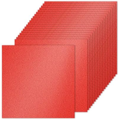 PATIKIL 20 ark rött glitter kort, 25,4 x 25,4 cm 250 gsm fyrkantigt premium glittrande papper hantverk kartong papper för klippbok korttillverkning gör-det-själv konstprojekt bröllopsfest