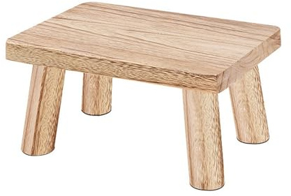 CHZIMADE Small Wooden Stool Plant Stand Indoor Step Stool Portable One Step Stool for House Bedroom Bathroom 30CM